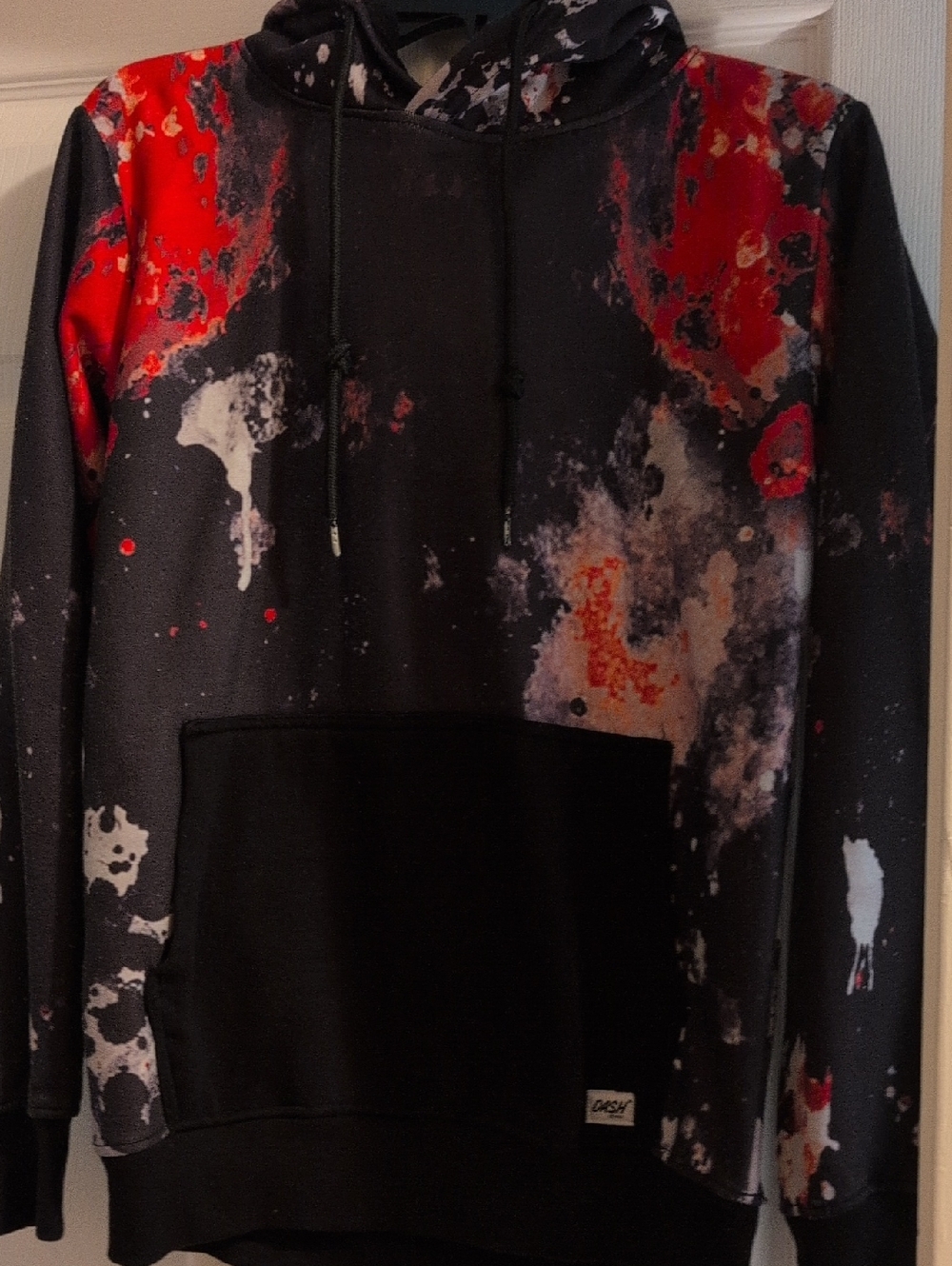 Men's Black and Red Graphic Pullover Hoodie